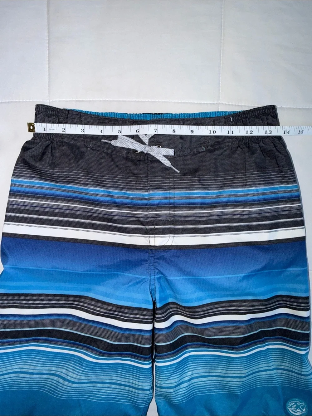 Boys Blue Striped Swim Trunks - Large